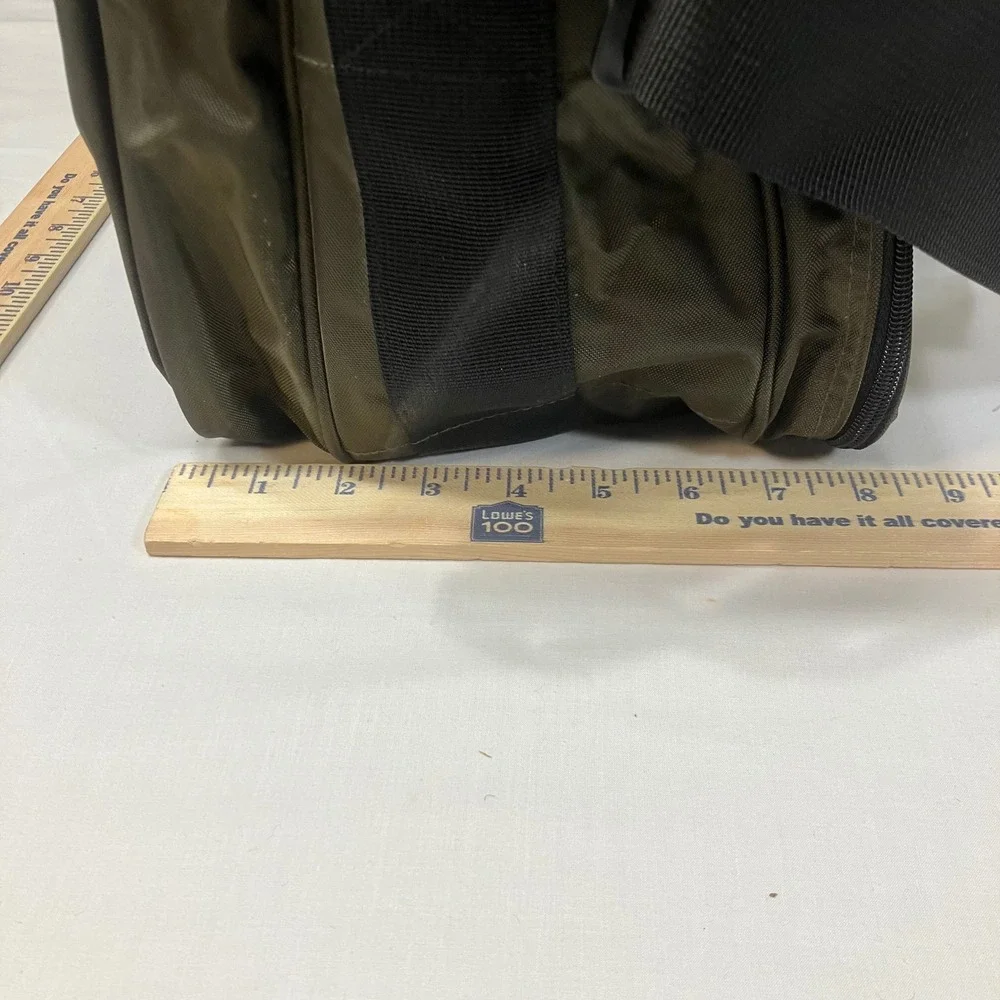 Lands End Direct Merchants Olive Green Nylon‎ Messenger Bag Multi Pocket Travel